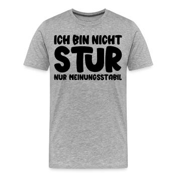 Ich bin nicht stur nur meinungsstabil - Männer Premium Bio T-Shirt - Grau meliert - Vorne - Damien (186cm)