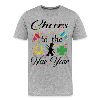 CHEERS TO THE NEW YEAR. - Men's Premium Organic T-Shirt - heather grey - Front - Damien (186cm)