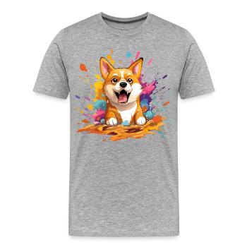Doge coin color Splash - Männer Premium Bio T-Shirt - Grau meliert - Vorne - Damien (186cm)