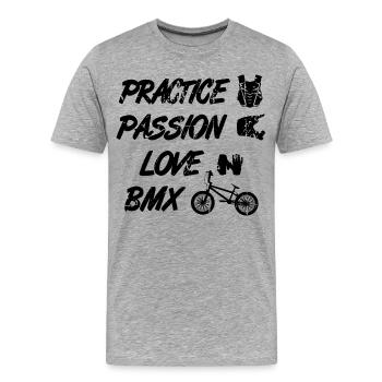 Passion Love BMX - Männer Premium Bio T-Shirt - Grau meliert - Vorne - Damien (186cm)