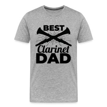Papa clarinettiste - T-shirt bio Premium Homme - gris chiné - Devant - Damien (186cm)