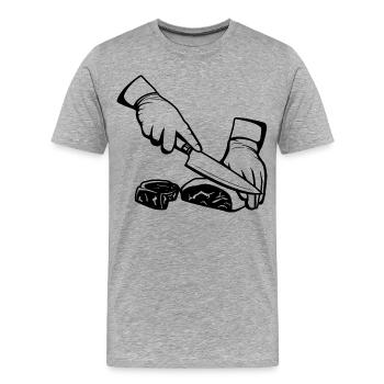 Découpe de la viande - T-shirt bio Premium Homme - gris chiné - Devant - Damien (186cm)