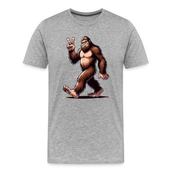Bigfoot Joyeux en Promenade - T-shirt bio Premium Homme - gris chiné - Devant - Damien (186cm)