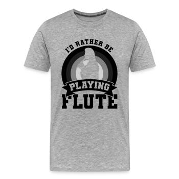 Flötenspieler Witz - Männer Premium Bio T-Shirt - Grau meliert - Vorne - Damien (186cm)