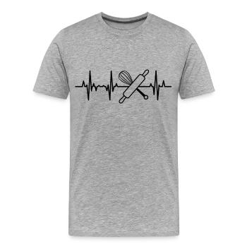 Rolling Pin Hand Mixer Heart Palpitations - Men's Premium Organic T-Shirt - heather grey - Front - Damien (186cm)