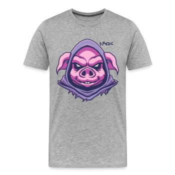 Huldige Pigletor, dem magischen Tyrannen Schwein - Männer Premium Bio T-Shirt - Grau meliert - Vorne - Damien (186cm)