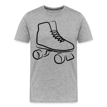 Rollschuhe Skizze - Männer Premium Bio T-Shirt - Grau meliert - Vorne - Damien (186cm)