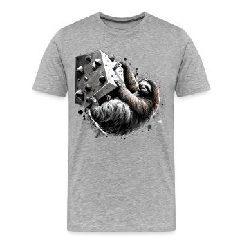 Bouldering paresseux cadeau - T-shirt bio Premium Homme - gris chiné - Devant - Damien (186cm)