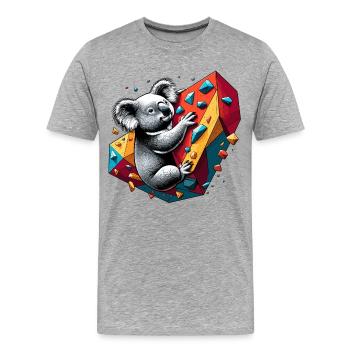 Bouldering Koala cadeau - T-shirt bio Premium Homme - gris chiné - Devant - Damien (186cm)