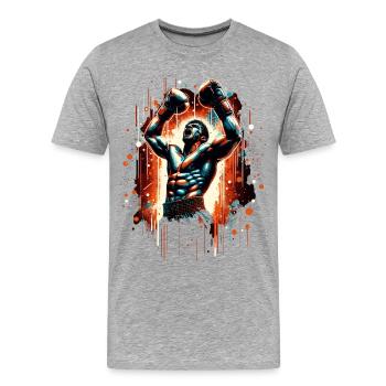 Boxer Siegespose Siegerpose Boxen Geschenk - Männer Premium Bio T-Shirt - Grau meliert - Vorne - Damien (186cm)