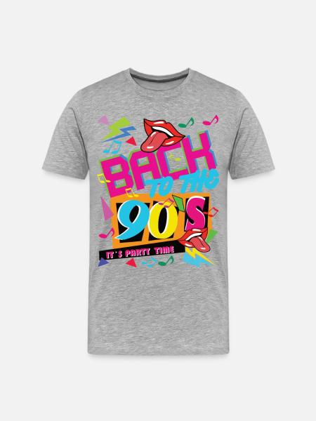 BACK TO THE 90 S IT S PARTY TIME - Men's Premium Organic T-Shirt - heather grey