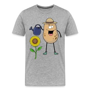 Potato, Gardener, Gardener, Watering Can, Gardening, Flower - Men's Premium Organic T-Shirt - heather grey - Front - Damien (186cm)