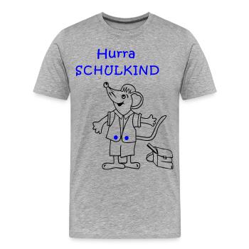 Hourra Inscription à l’école des écoliers - T-shirt bio Premium Homme - gris chiné - Devant - Damien (186cm)