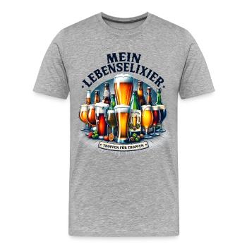 Bier Mein Lebenselixier Liebhaber Party Trinker - Männer Premium Bio T-Shirt - Grau meliert - Vorne - Damien (186cm)