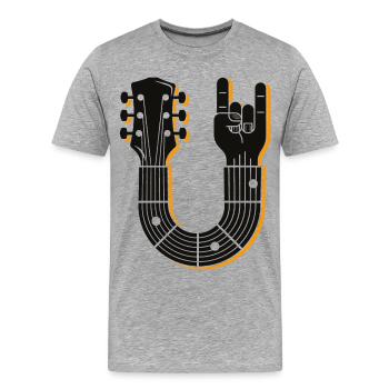 Conception audacieuse de signe de main de manche de guitare - T-shirt bio Premium Homme - gris chiné - Devant - Damien (186cm)