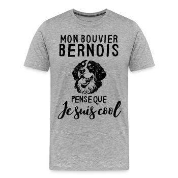 Chien de race bouvier bernois - T-shirt bio Premium Homme - gris chiné - Devant - Damien (186cm)
