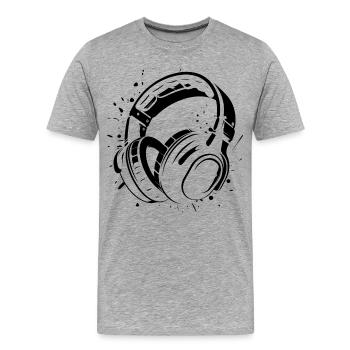 Headphones - Men's Premium Organic T-Shirt - heather grey - Front - Damien (186cm)