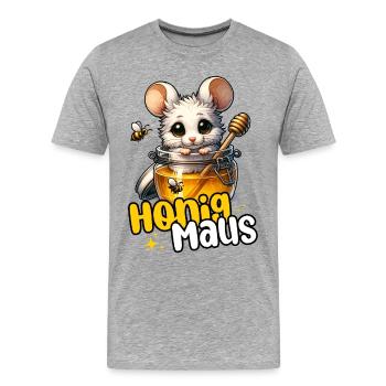 Honigmaus – Süße Maus im Honigglas - Männer Premium Bio T-Shirt - Grau meliert - Vorne - Damien (186cm)