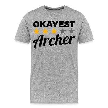 Okayest Archer - Men's Premium Organic T-Shirt - heather grey - Front - Damien (186cm)