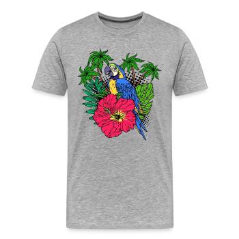 Amoureux Des Oiseaux, Perroquet, Amoureux Des Animaux, Animal De Compagnie, Zoo - T-shirt bio Premium Homme - gris chiné - Devant - Damien (186cm)