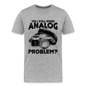 Oui, je travaille toujours en analogique - T-shirt bio Premium Homme - gris chiné - Devant - Damien (186cm)