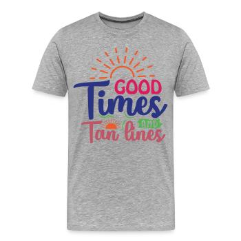 Good Times and Tan Lines - Men's Premium Organic T-Shirt - heather grey - Front - Damien (186cm)