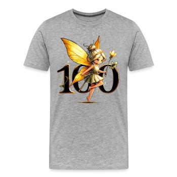 100 Jahre Fee Elfe süß Gold Geburtstag Geschenk - Männer Premium Bio T-Shirt - Grau meliert - Vorne - Damien (186cm)