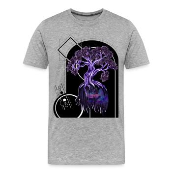 Mystic Tree – Spiritual Illustration - Men's Premium Organic T-Shirt - heather grey - Front - Damien (186cm)