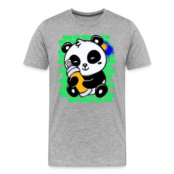 Graffiti Panda Drawing Illustration Spray Can - Men's Premium Organic T-Shirt - heather grey - Front - Damien (186cm)