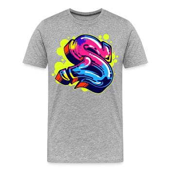 Street Art Wildstyle Sprayer Graffiti Drawing - Men's Premium Organic T-Shirt - heather grey - Front - Damien (186cm)