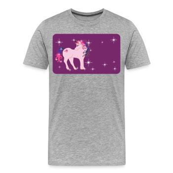 Fantasy Einhorn mit Sternchen - lila  - Männer Premium Bio T-Shirt - Grau meliert - Vorne - Damien (186cm)