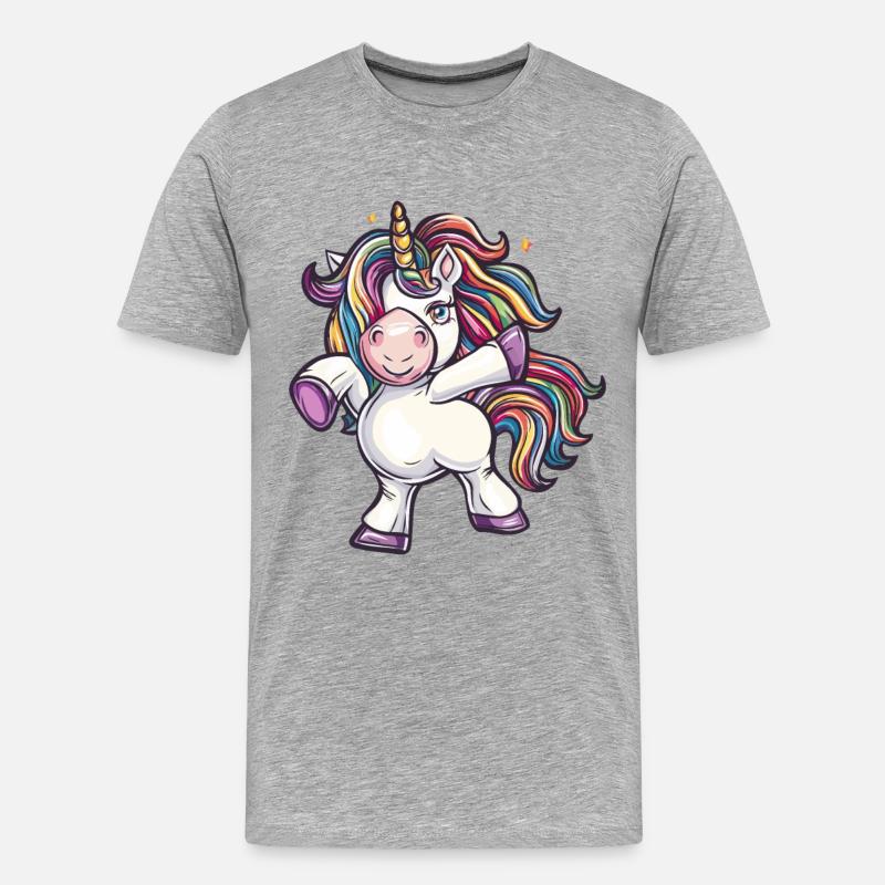 Tanzendes Einhorn - Männer Premium Bio T-Shirt - Grau meliert
