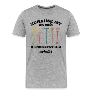 Zuhause ist wo mein Rechenzentrum arbeitet, Garten - Männer Premium Bio T-Shirt - Grau meliert - Vorne - Damien (186cm)