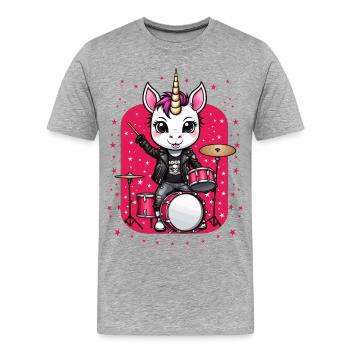 Licorne punk rock - T-shirt bio Premium Homme - gris chiné - Devant - Damien (186cm)