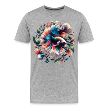 Betta siamois, Betta splendens, Bettafan - T-shirt bio Premium Homme - gris chiné - Devant - Damien (186cm)