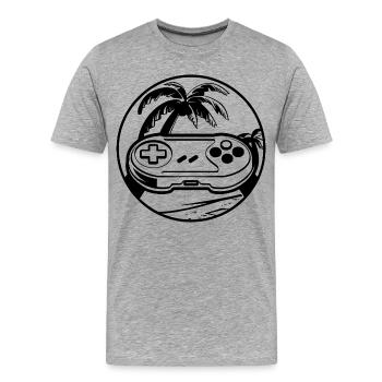 Gamepad - Männer Premium Bio T-Shirt - Grau meliert - Vorne - Damien (186cm)