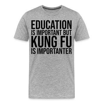Kung-Fu - Männer Premium Bio T-Shirt - Grau meliert - Vorne - Damien (186cm)