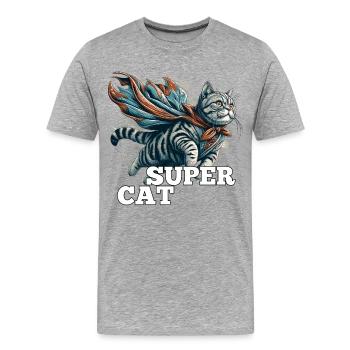 Super Katze Britisch Kurzhaar BKH getigert - Männer Premium Bio T-Shirt - Grau meliert - Vorne - Damien (186cm)