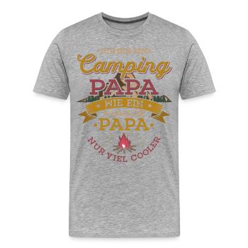 Camping Papa Lagerfeuer Camper Zelten Campingplatz - Männer Premium Bio T-Shirt - Grau meliert - Vorne - Damien (186cm)