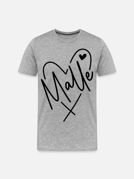 Malle Herz - Männer Premium Bio T-Shirt - Grau meliert