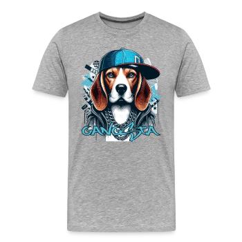Beagle Gangsta Hund Cappy Geschenk - Männer Premium Bio T-Shirt - Grau meliert - Vorne - Damien (186cm)