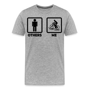 Drôle de vététiste - T-shirt bio Premium Homme - gris chiné - Devant - Damien (186cm)