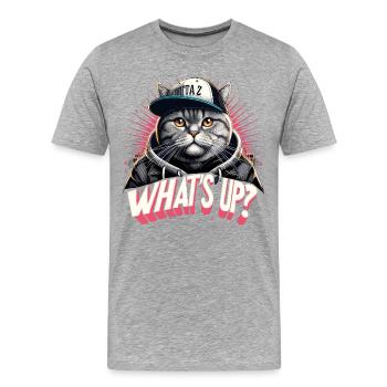 BKH Britisch Kurzhaar Katze getigert Gangster - Männer Premium Bio T-Shirt - Grau meliert - Vorne - Damien (186cm)