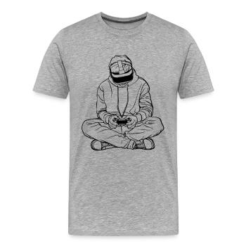 Dessin au trait du joueur - T-shirt bio Premium Homme - gris chiné - Devant - Damien (186cm)