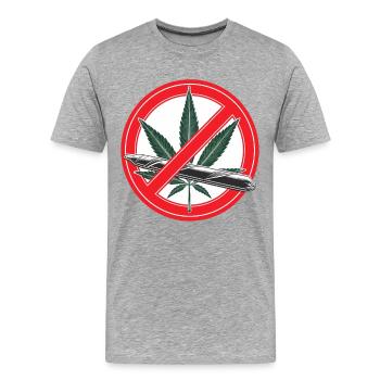 Panneau d’interdiction de la marijuana au cannabis - T-shirt bio Premium Homme - gris chiné - Devant - Damien (186cm)