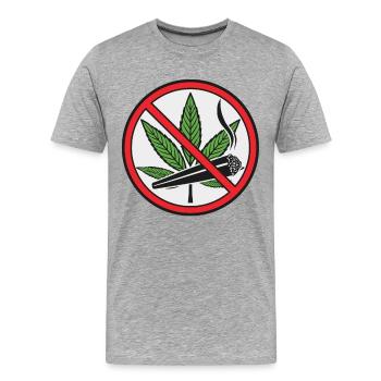 Panneau de prohibition cannabis marijuana - T-shirt bio Premium Homme - gris chiné - Devant - Damien (186cm)