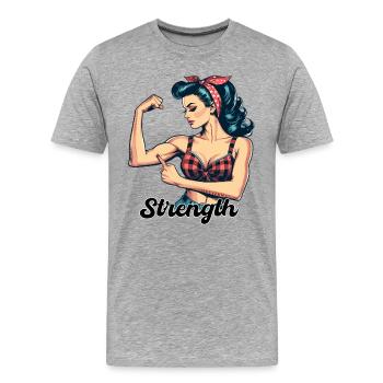 Strength Strong Woman Rockabilly Biceps Gift - Men's Premium Organic T-Shirt - heather grey - Front - Damien (186cm)
