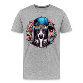 Windhund Gangsta Hund Graffiti Geschenk - Männer Premium Bio T-Shirt - Grau meliert - Vorne - Damien (186cm)