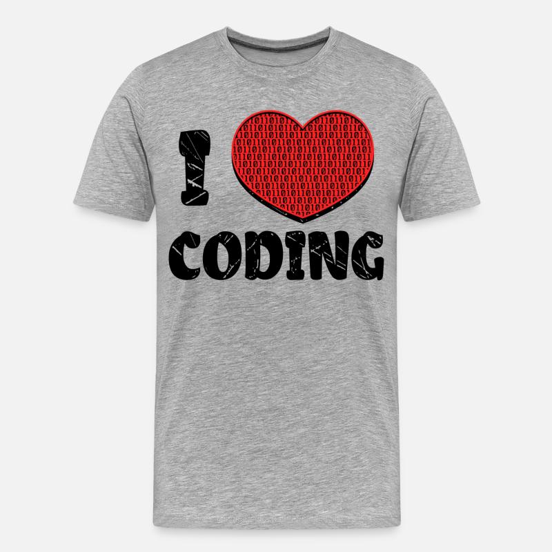 Script de code Debug Heart Statement - T-shirt bio Premium Homme - gris chiné