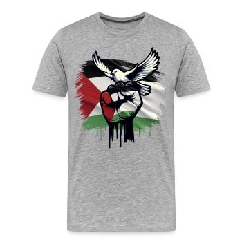 Palestina Friedenstaube Rafah Gaza - Männer Premium Bio T-Shirt - Grau meliert - Vorne - Damien (186cm)